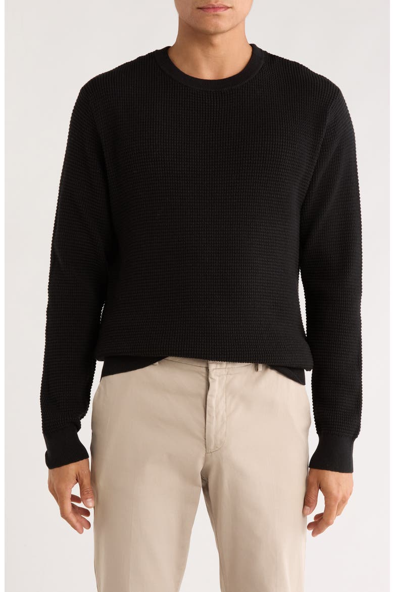Spauding Waffle Knit Sweater, Main, color, BLACK