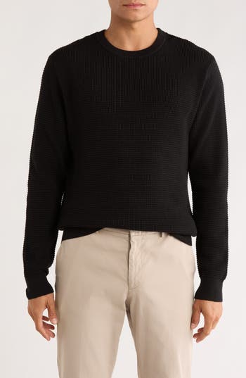 James Campbell Spauding Waffle Knit Sweater In Black
