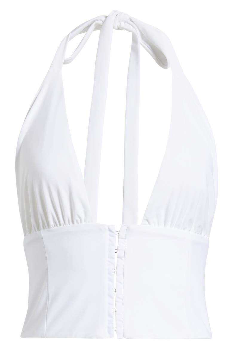 The Coco Plunge Neck Halter Crop Top, Alternate, color, WHITE