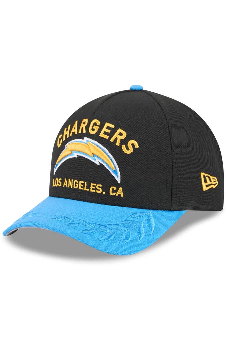 New Era Men's New Era Black/Powder Blue Los Angeles Chargers 2025 NFL Draft 9FORTY A-Frame M-Crown Adjustable Hat, Main, color, Black