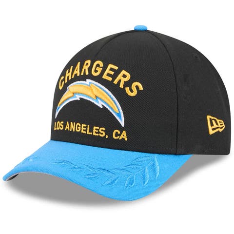 Men's New Era Black/Powder Blue Los Angeles Chargers 2025 NFL Draft 9FORTY A-Frame M-Crown Adjustable Hat