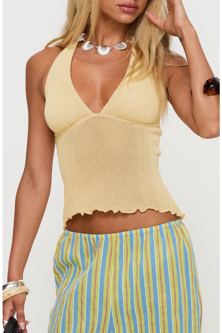 Leam Butter Halter Top, Main, color, BUTTER