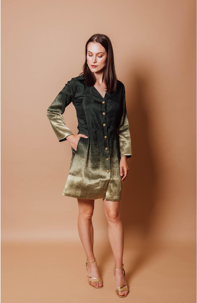 RAAS Ramona Ombre Jacquard Blazer Mini Dress, Alternate, color, Green
