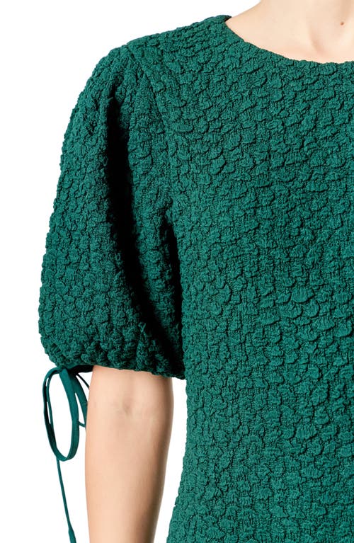 English Factory Textured Puff Sleeve Midi Dress In Green