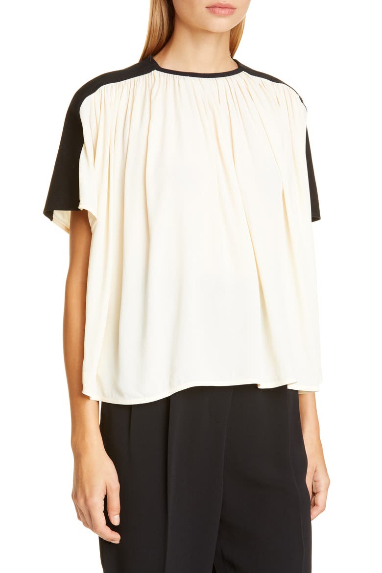 Colorblock Gathered Top, Alternate, color, ECRU