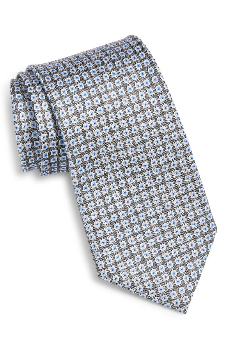 Nordstrom Geometric Silk Tie, Main, color, Black