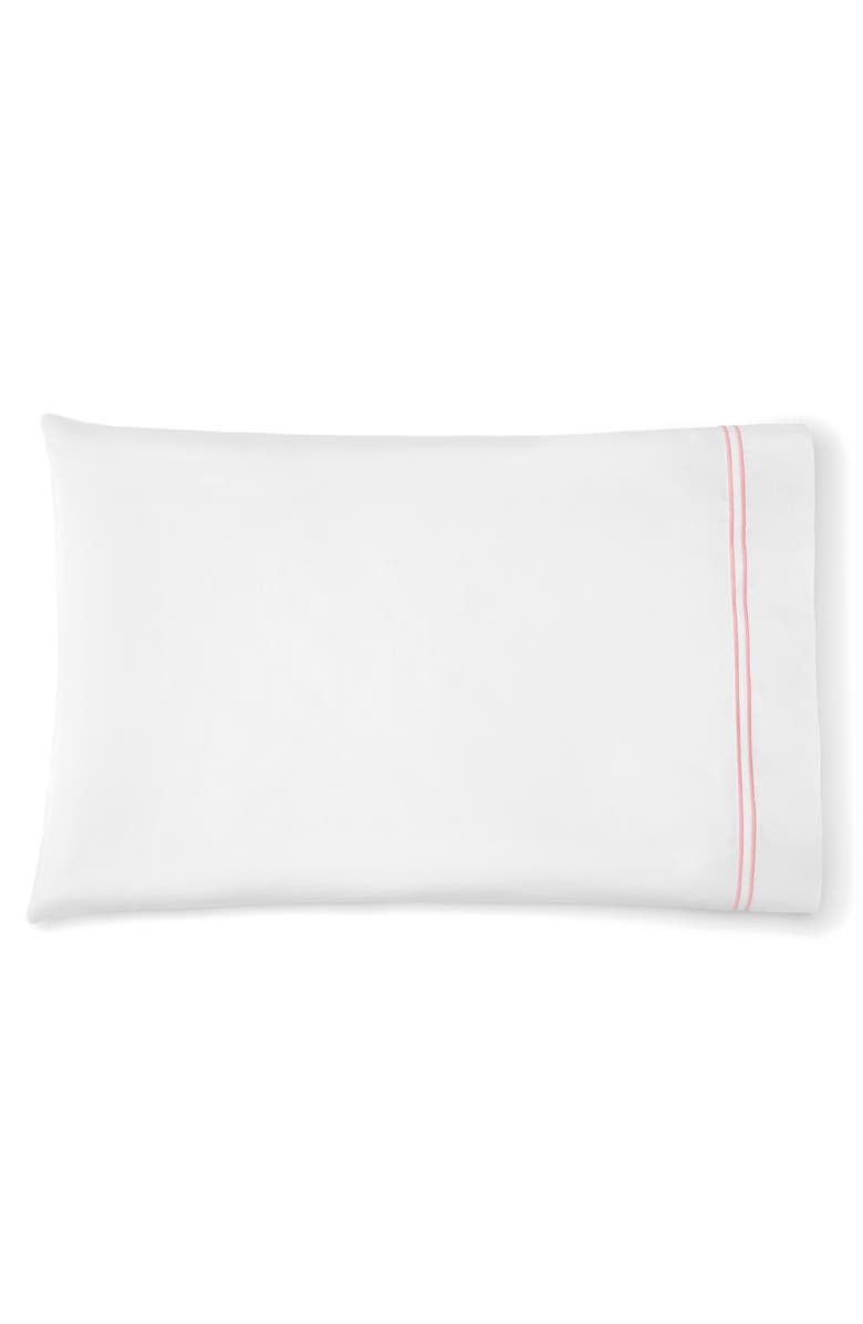 SFERRA Grande Hotel Cotton Pillowcase, Main, color, White/Pink