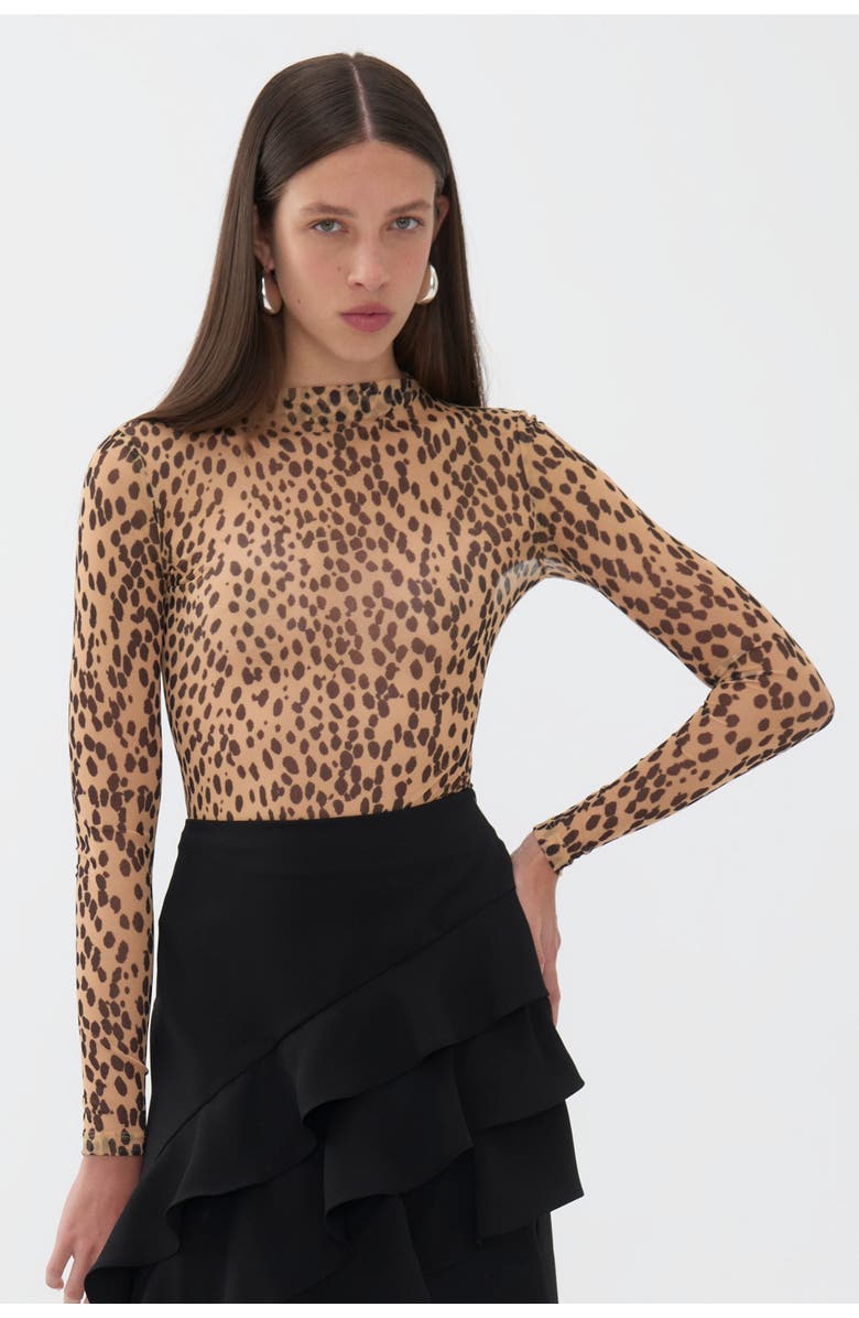 Nocturne Leopard Print Bodysuit, Main, color, 