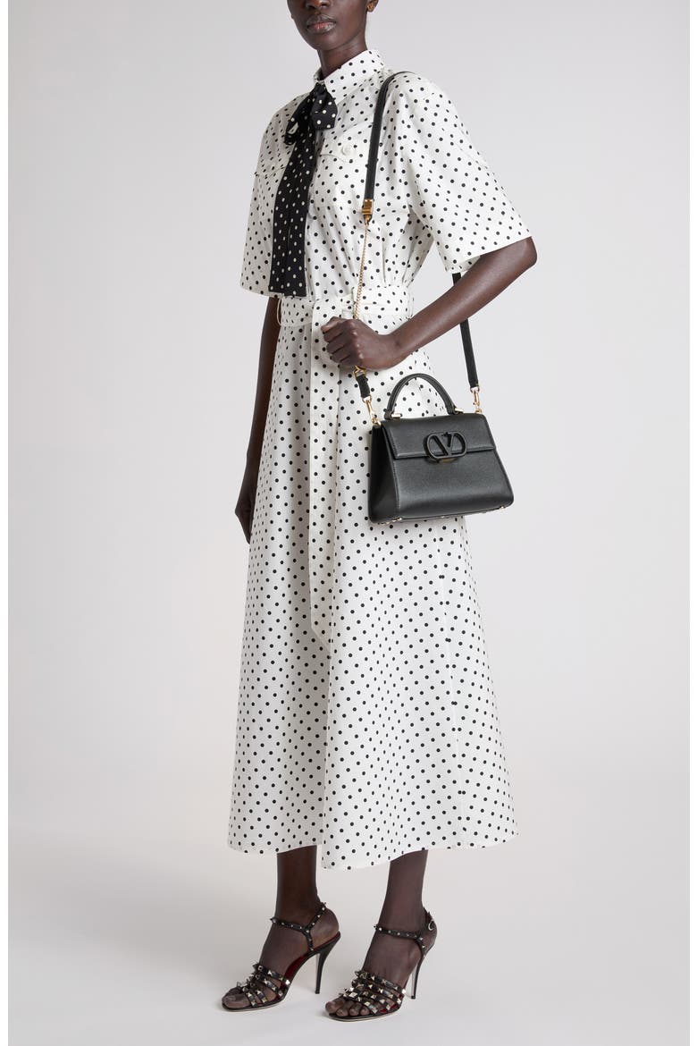 Polka Dot Cotton Poplin Shirtdress, Alternate, color, WHITE/ BLACK
