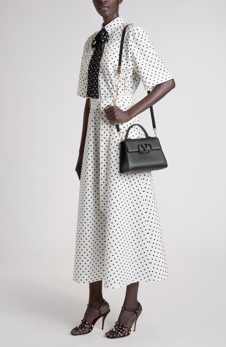 Valentino Garavani Polka Dot Cotton Poplin Shirtdress, Alternate, color, White/ Black