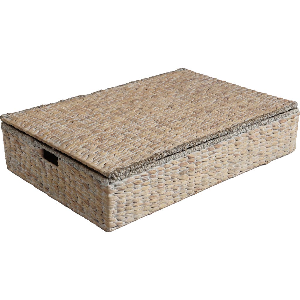 Happimess Holden 30" Classic Costal Hand-woven Hyacinth Wicker Under Bed Storage Basket With Lid In Neutral