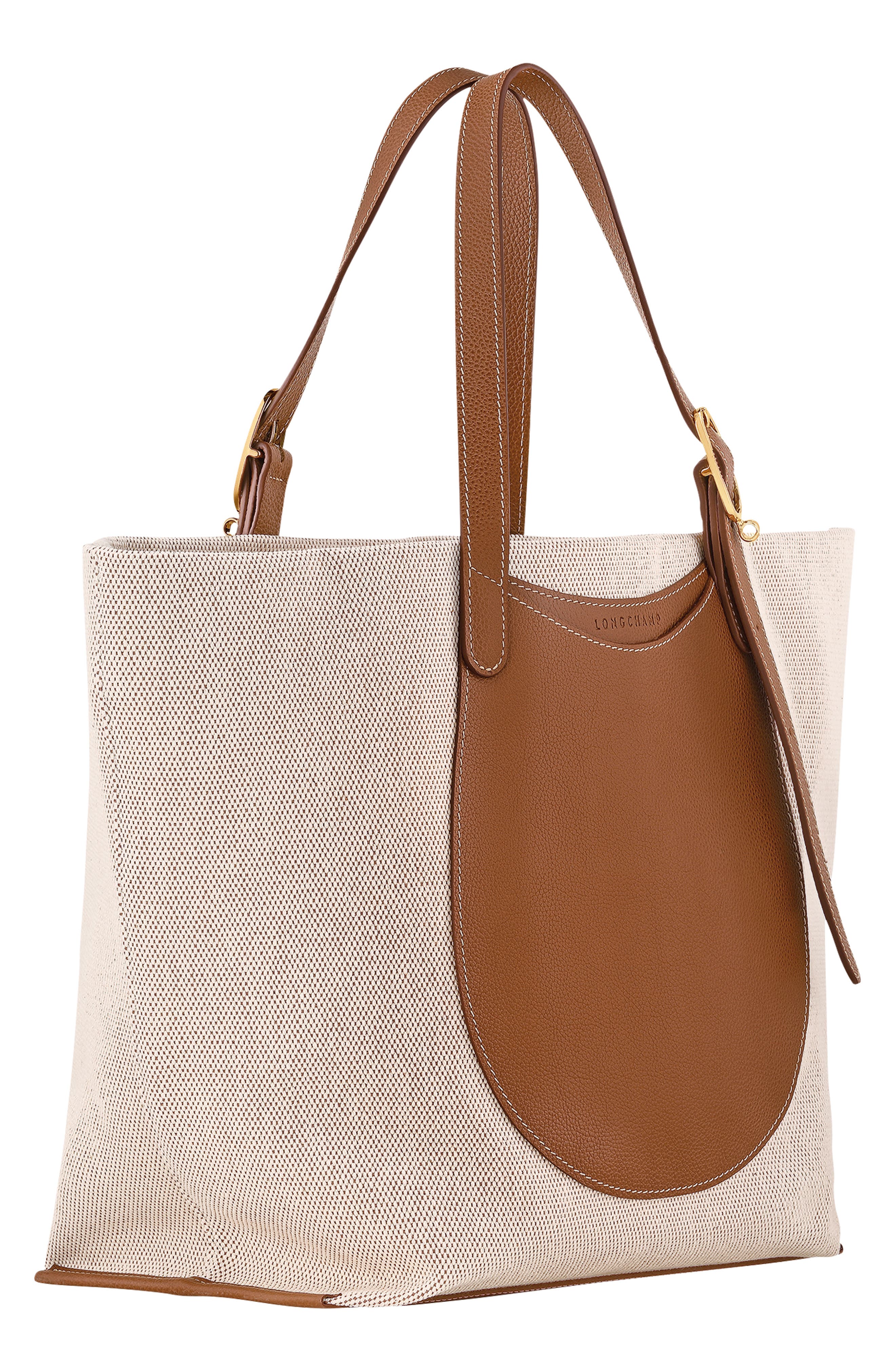 Longchamp Complice Canvas & Leather Tote, Alternate, color, Caramel