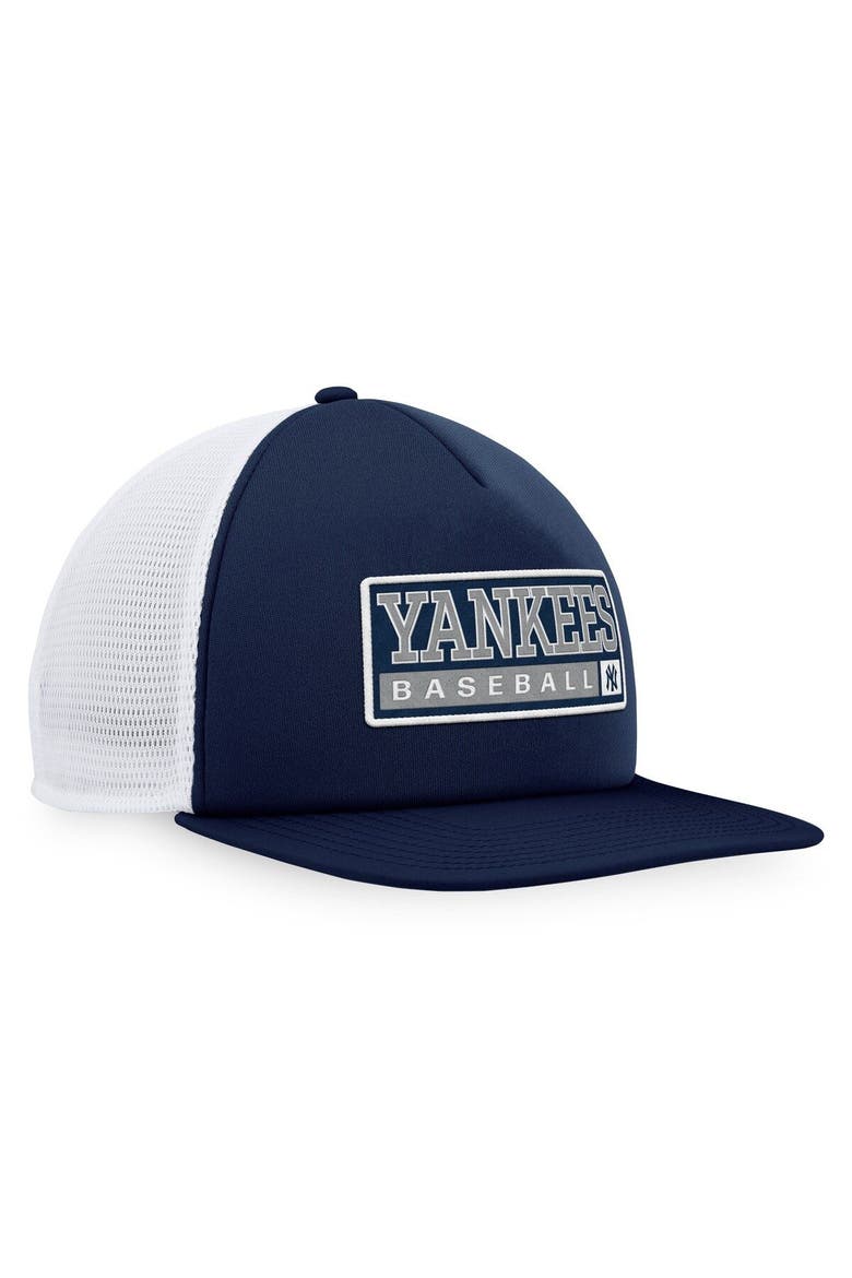 Men's Majestic Navy/White New York Yankees Foam Trucker Snapback Hat, Alternate, color, Navy