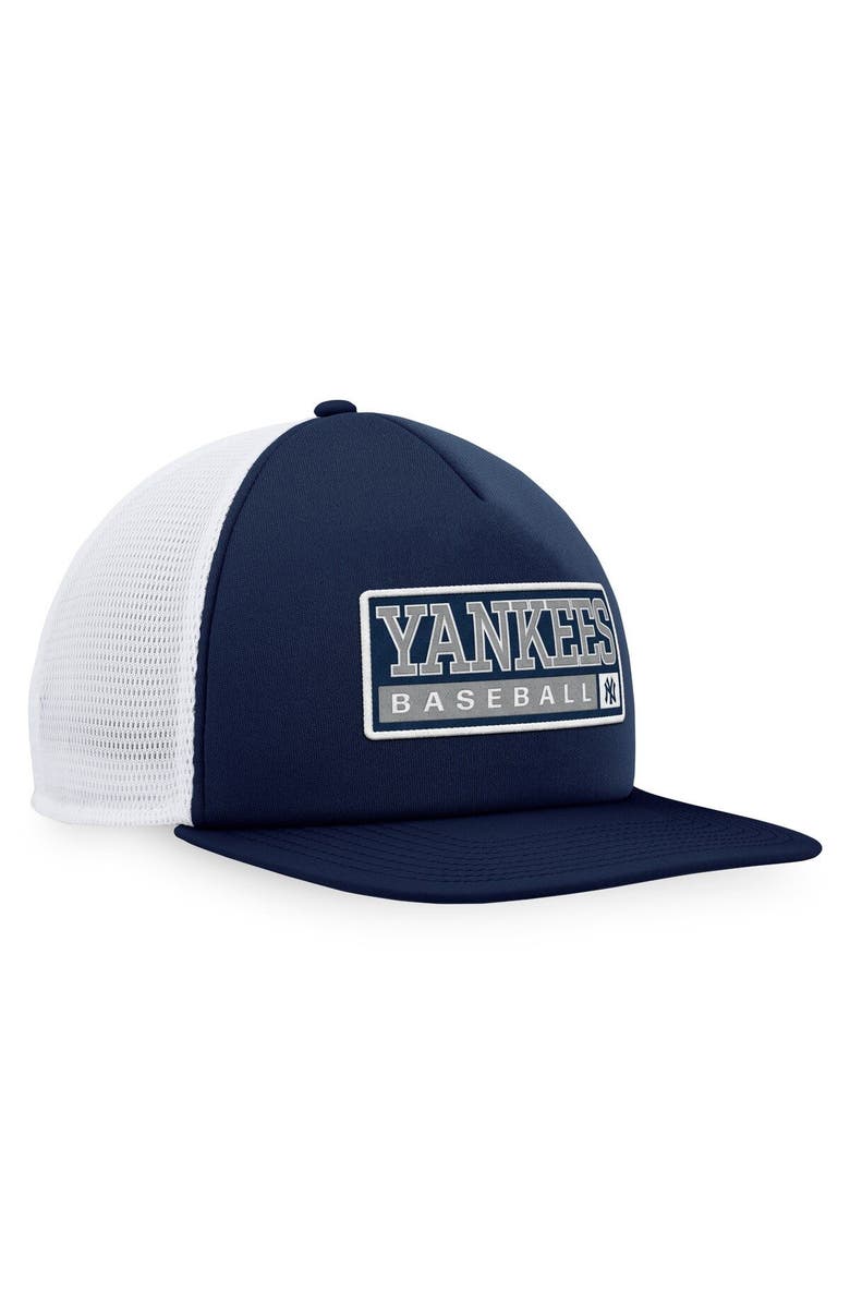 MAJESTIC Men's Majestic Navy/White New York Yankees Foam Trucker Snapback Hat, Alternate, color, Navy