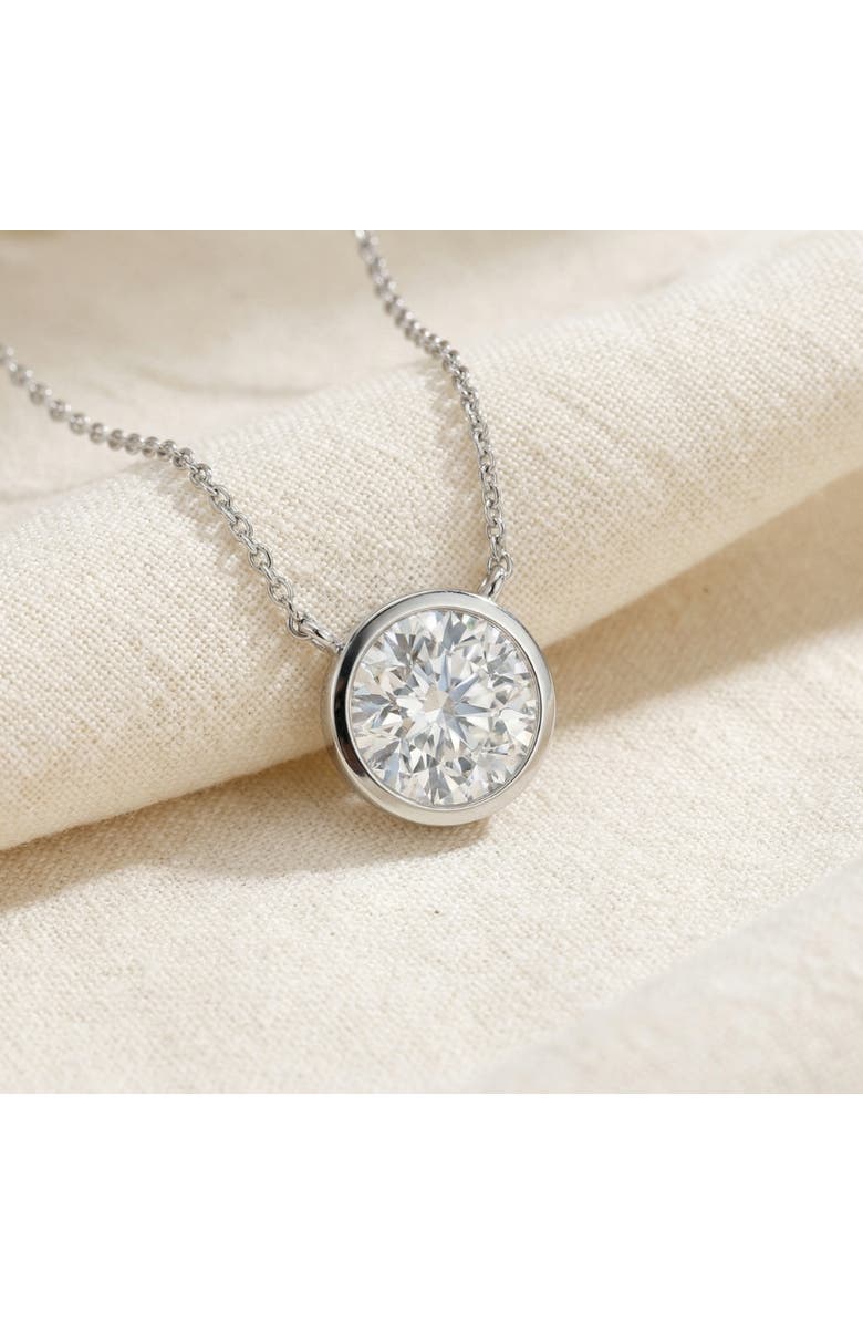 Bliss Diamond 3Ct Solitaire Beezel Diamond Pendant Necklace 18" 14k Gold Lab Grown, Alternate, color, 14K White Gold
