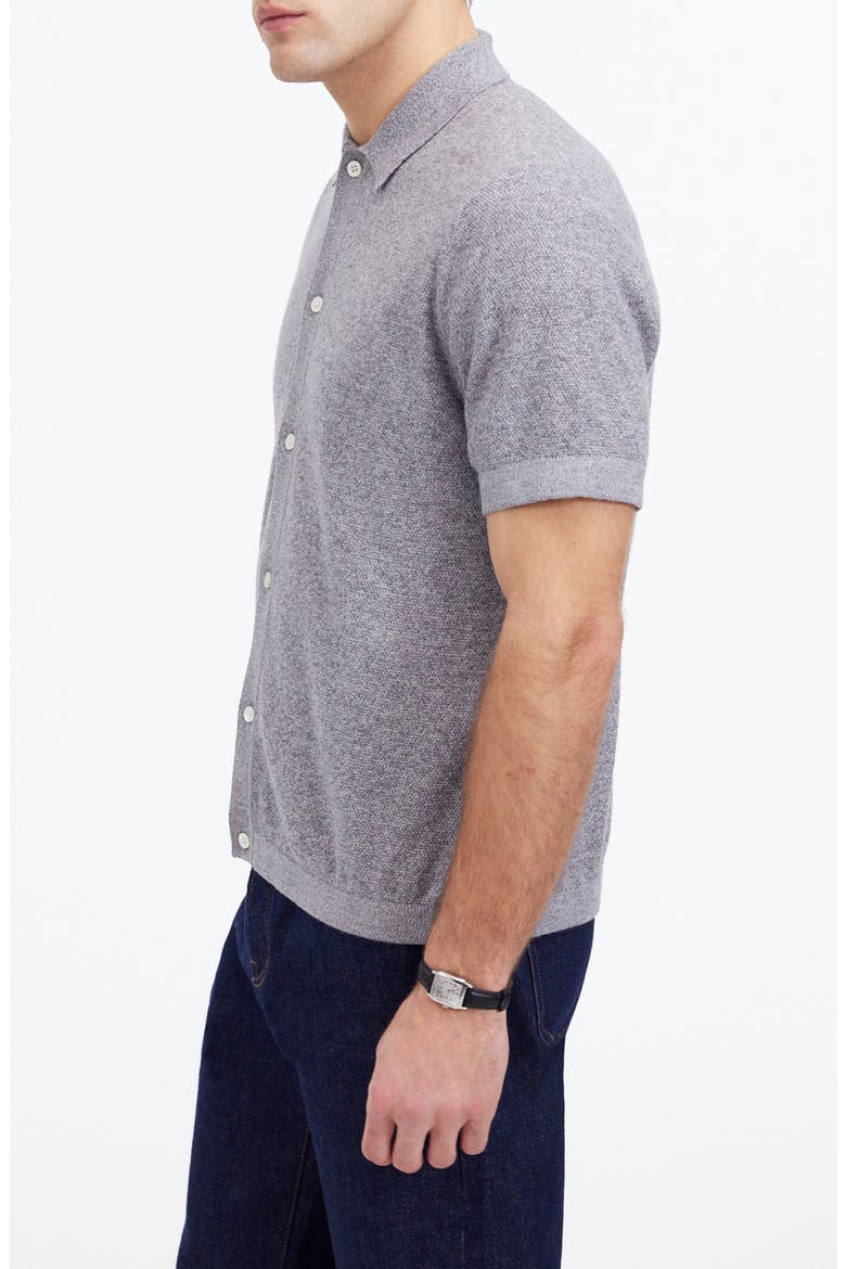Marled Cotton Button-Up Sweater Polo, Alternate, color, GREY MARL