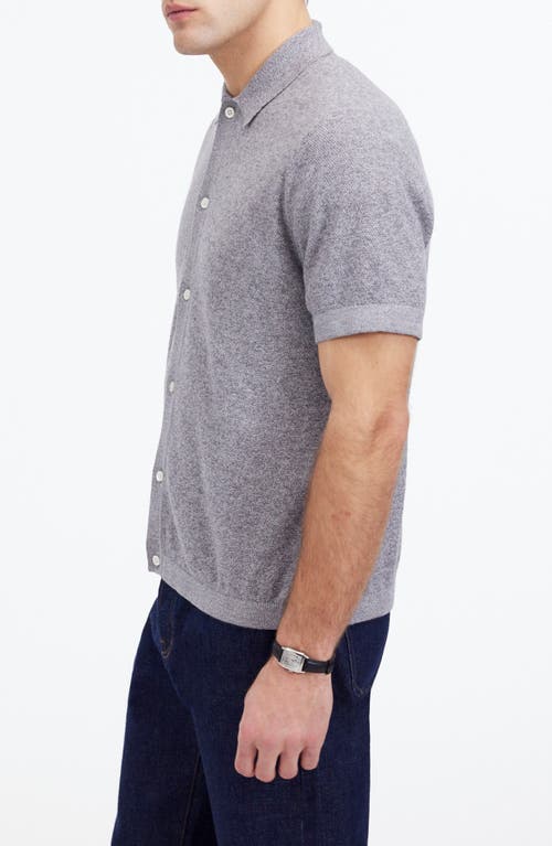 Madewell Marled Cotton Button-up Sweater Polo In Grey Marl