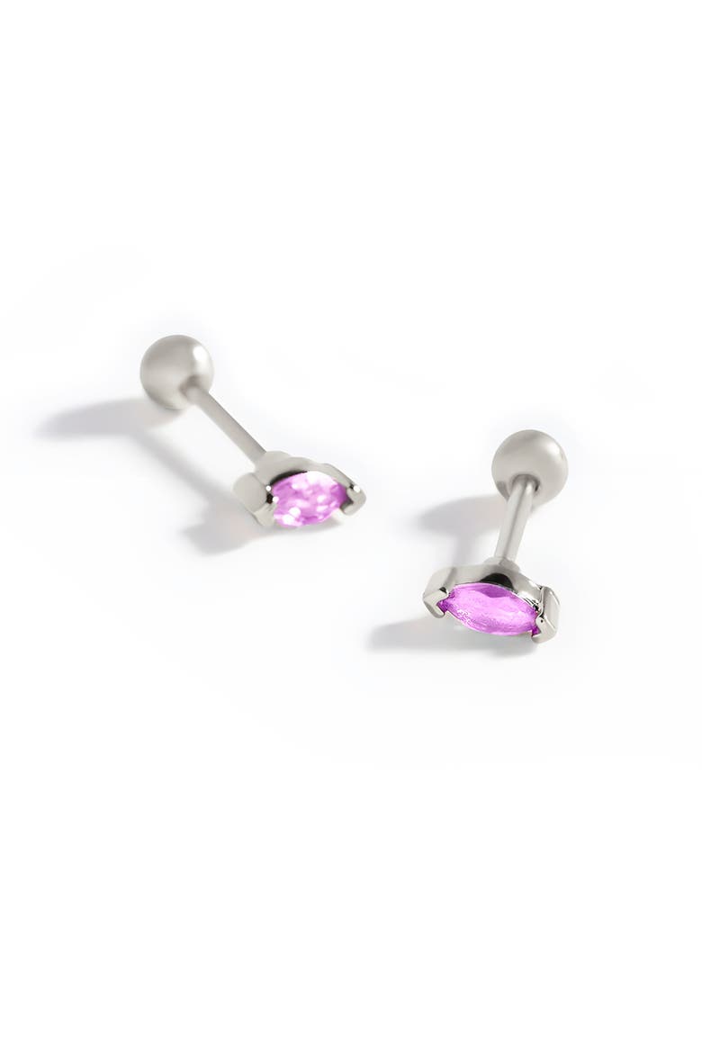 Marquis Gemstone Sleeper Stud Earrings, Alternate, color, Silver / Clear