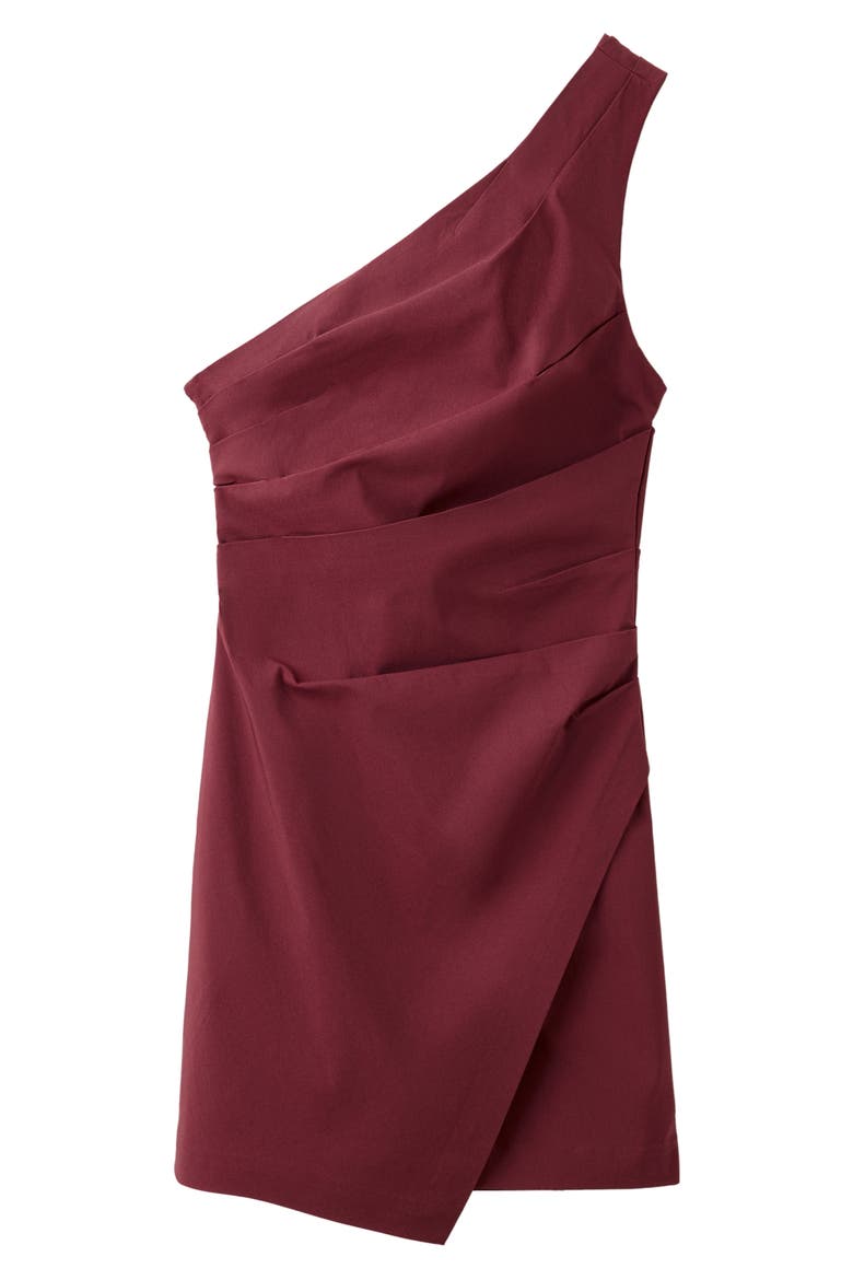 Pleated Asymmetric One-Shoulder Dress, Alternate, color, BURGUNDY