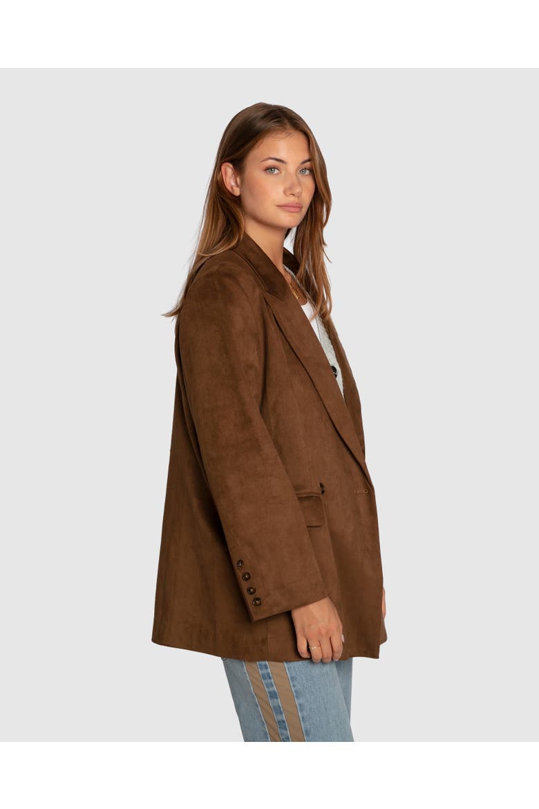 Charmer Faux Suede Blazer, Alternate, color, Brown