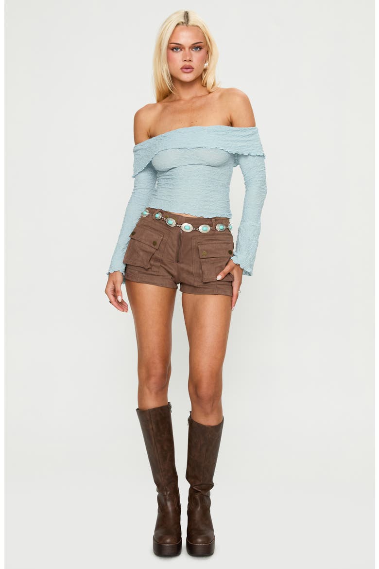 Back with Love Textured Off the Shoulder Long Sleeve Top, Alternate, color, BLUE