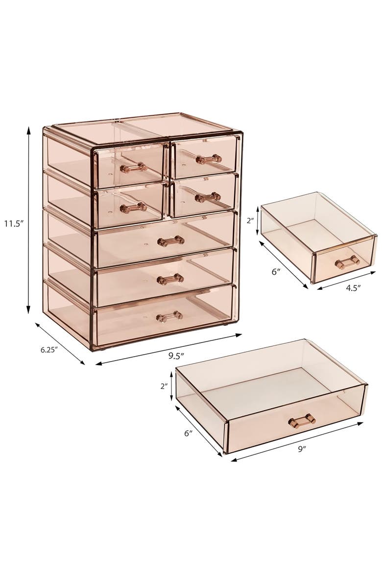 7-Drawer Makeup and Jewelry Storage Case, Alternate, color, BROWN