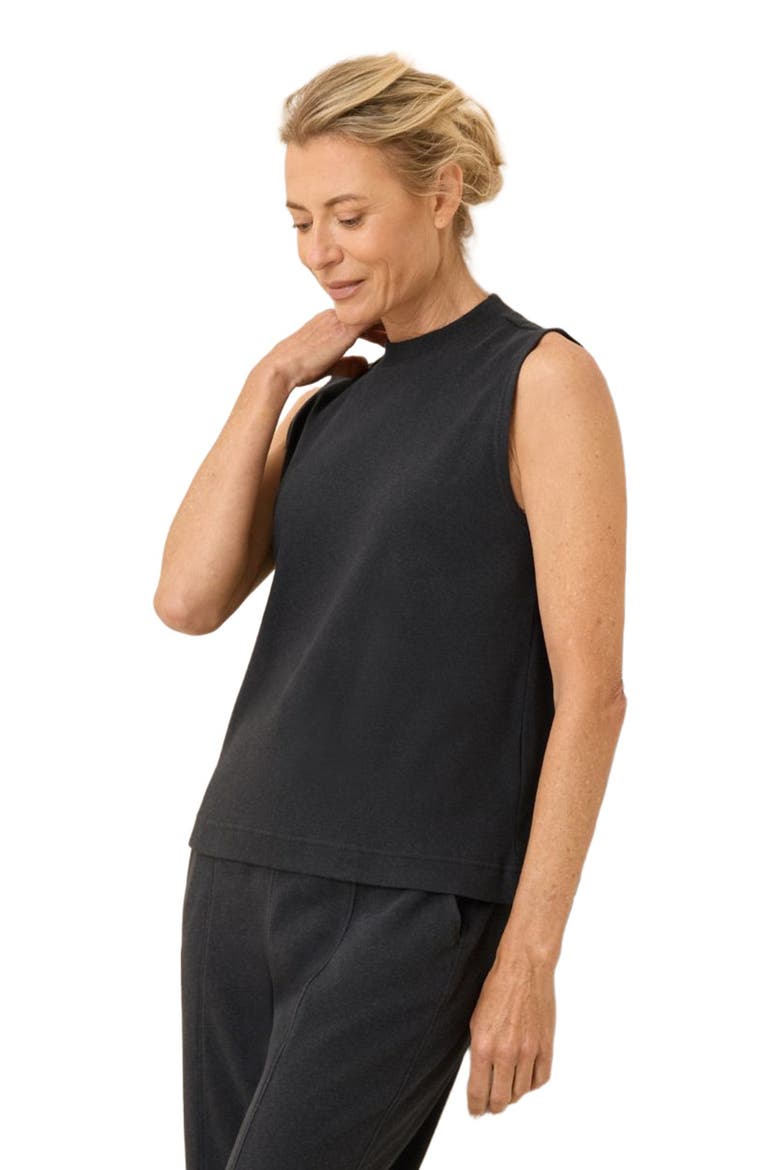 Organic Cotton Airplane Mock Neck Shell, Alternate, color, Charcoal Heather