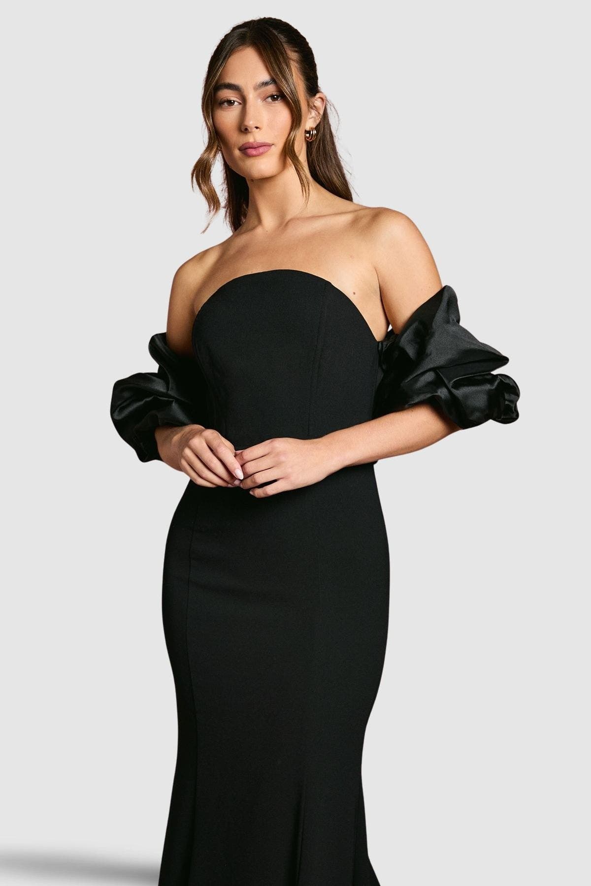 Puff Sleeve Bardot Fishtail Maxi Dress - image 2