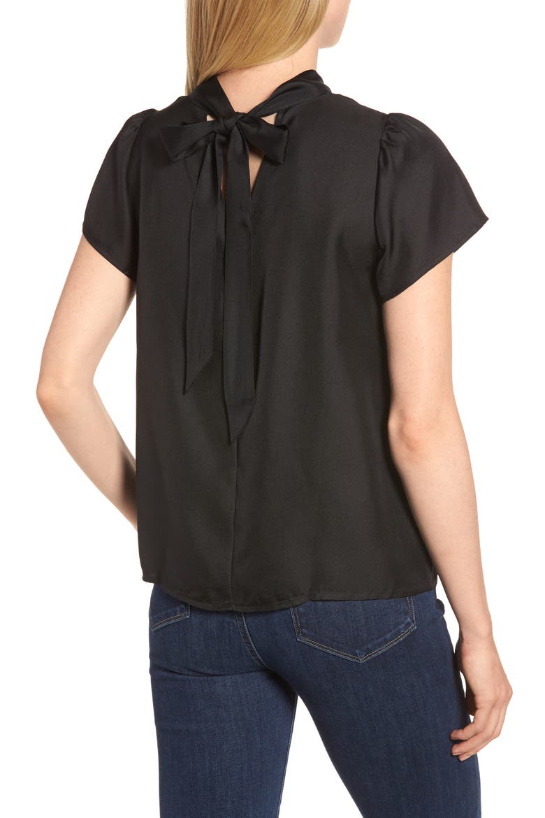 Collection Bow Back Silk Top, Alternate, color, BLACK