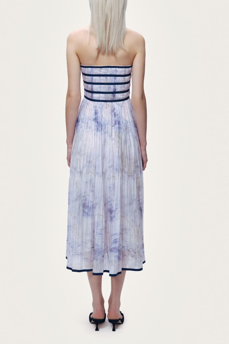 Bow Detail Strapless Midi Dress, Alternate, color, Multi-Colored