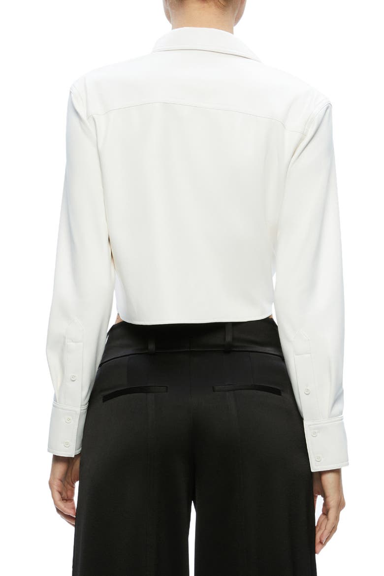 Leon Crop Faux Leather Shirt, Alternate, color, OFF WHITE