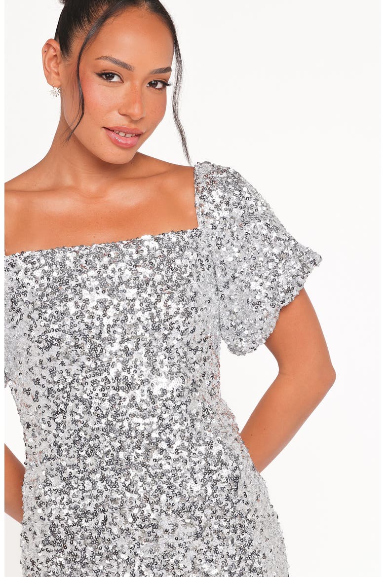 Tory Puff Sleeve Minidress, Alternate, color, SILVER