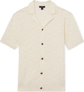 Royce Open Stitch Button-Up Polo Sweater