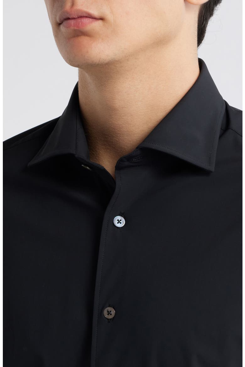 Piccadilly Solid Knit Nylon Blend Dress Shirt, Alternate, color, BLACK
