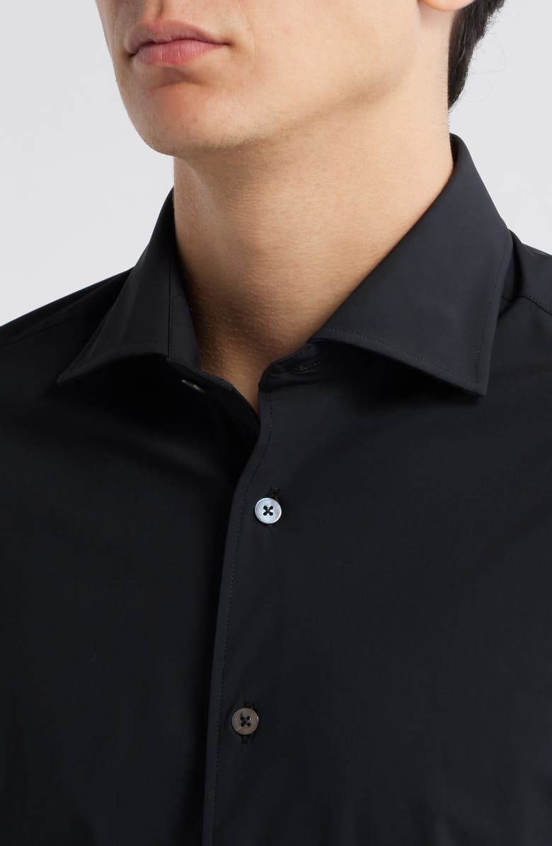 Zanella Piccadilly Solid Knit Nylon Blend Dress Shirt, Alternate, color, Black