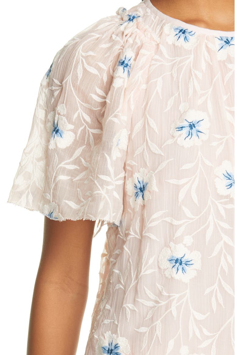 Trellis Embroidered Top, Alternate, color, PEACH COMBO