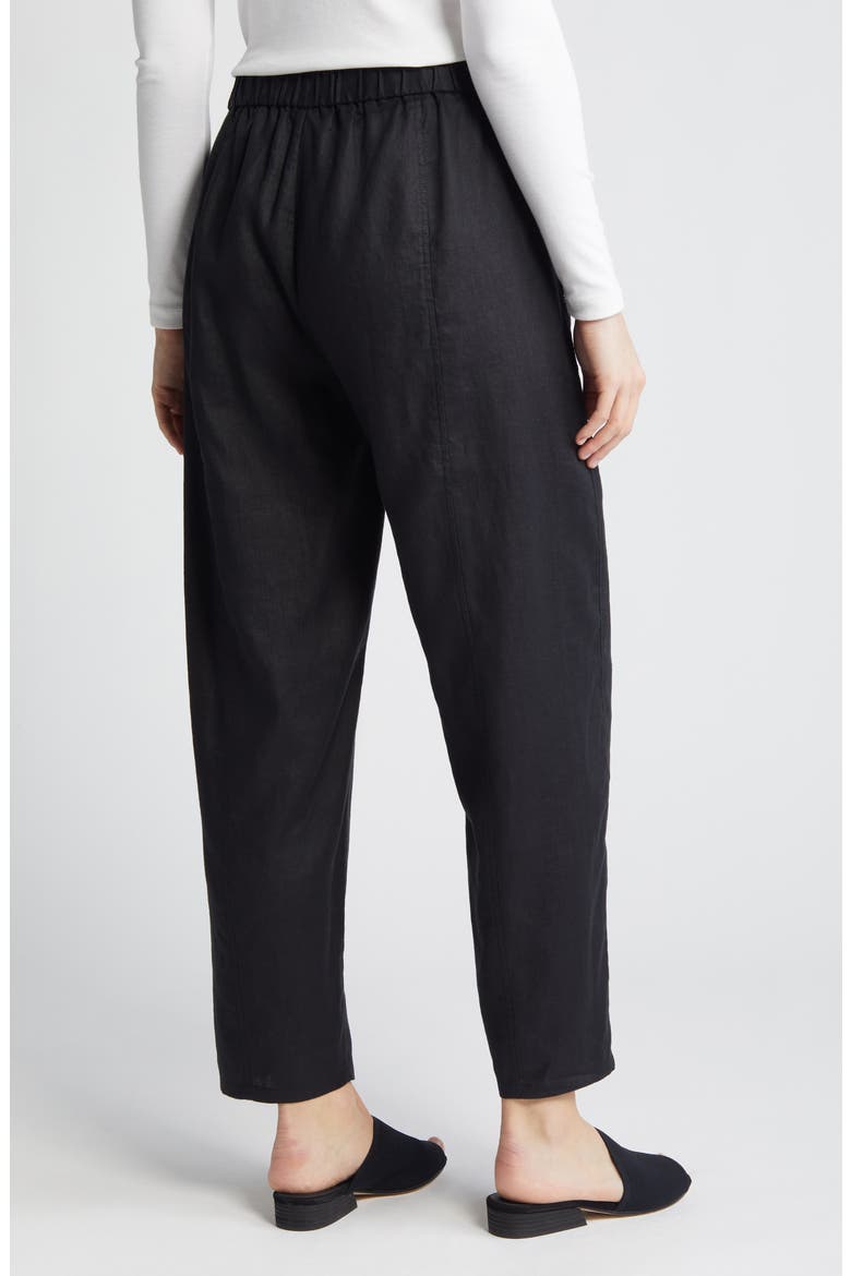 Pleated Organic Linen Lantern Pants, Alternate, color, BLACK