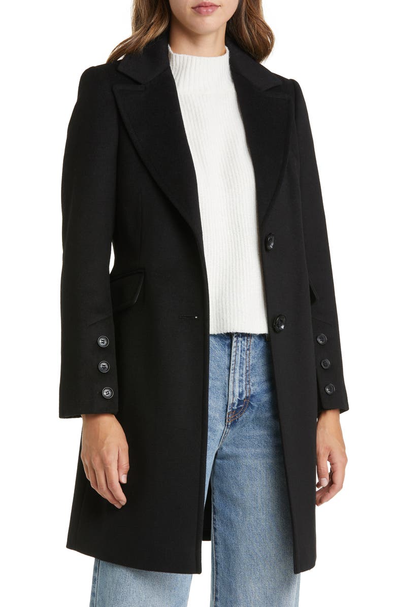 Sam Edelman Wool Blend Notch Collar Coat, Alternate, color, 