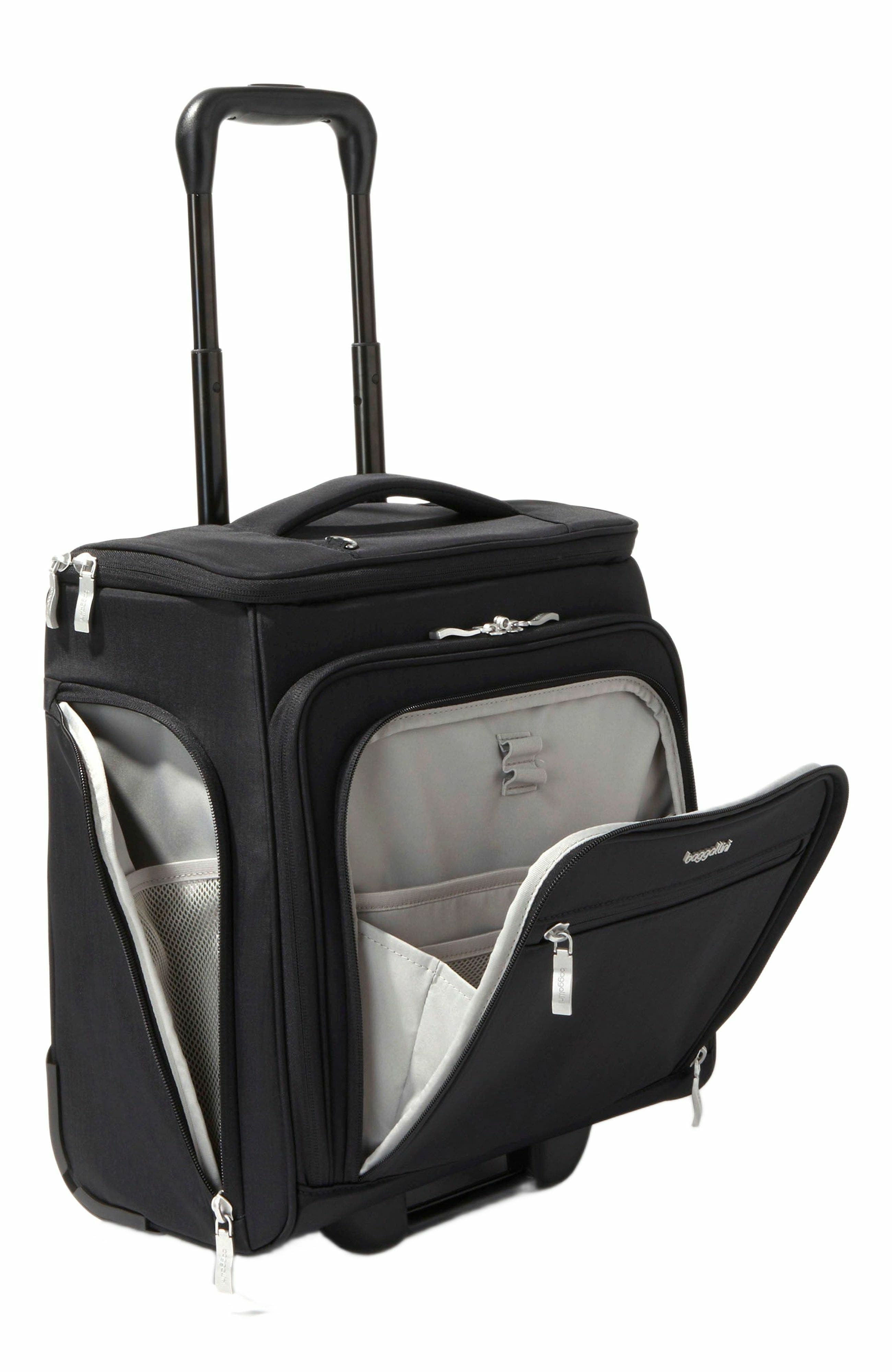 BAGGALLINI Expandable Underseat Carry-On Suitcase, Alternate, color, Black