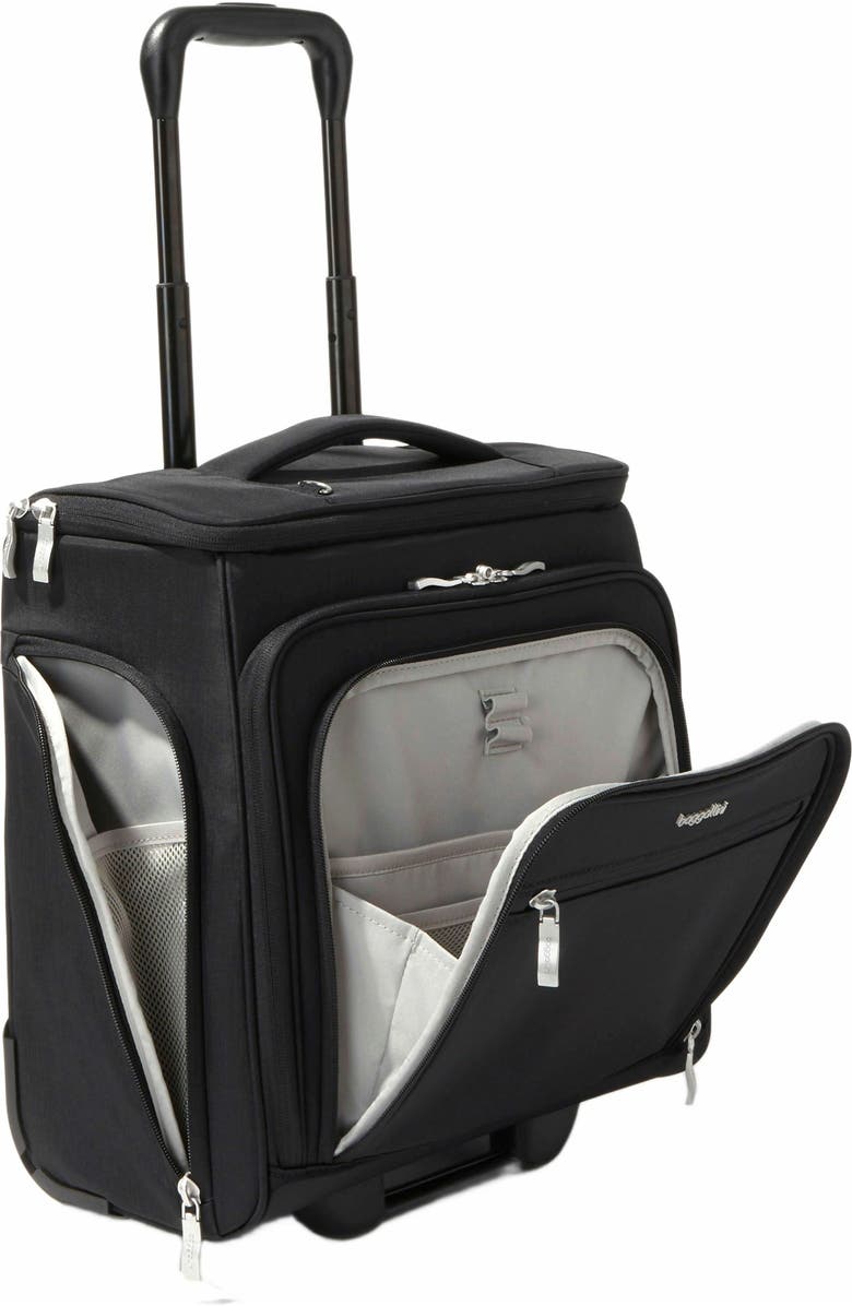 BAGGALLINI Expandable Underseat Carry-On Suitcase, Alternate, color, Black
