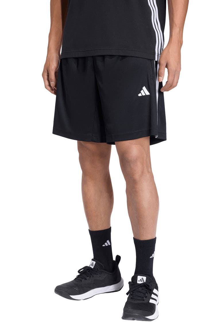 Climacool 3-Stripe Workout Essentials Shorts, Main, color, BLACK/ WHITE