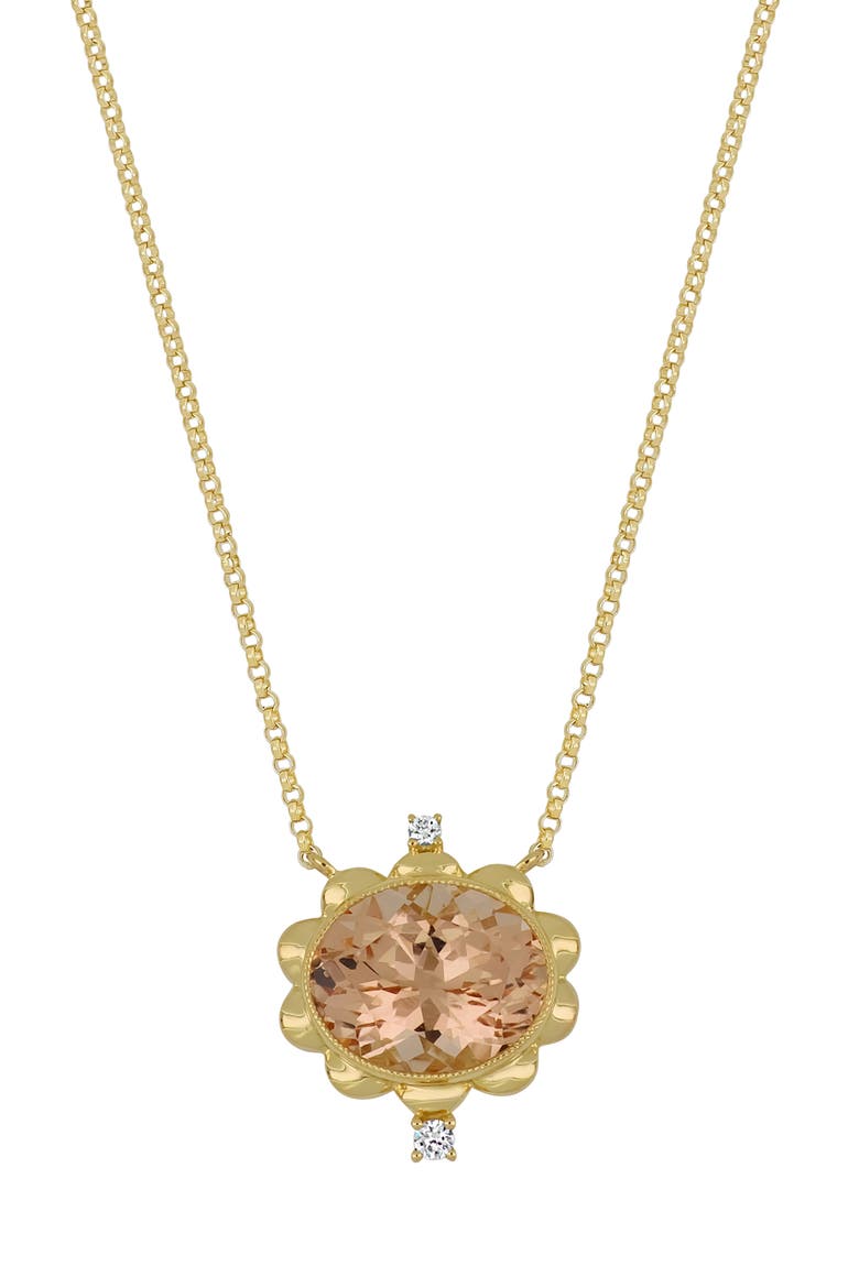 Morganite & Diamond Pendant Necklace - 0.03ct. (Nordstrom Exclusive), Main, color, 18K YELLOW GOLD
