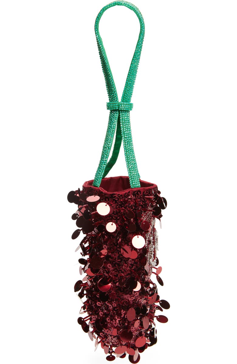 Anya Hindmarch Mini Sriracha Embellished Clutch, Alternate, color, Oxblood