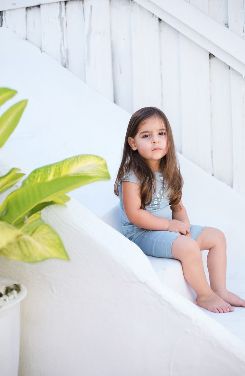 Manière Fly Away Tie Short Sleeve T-Shirt & Shorts Set, Alternate, color, Powder Blue