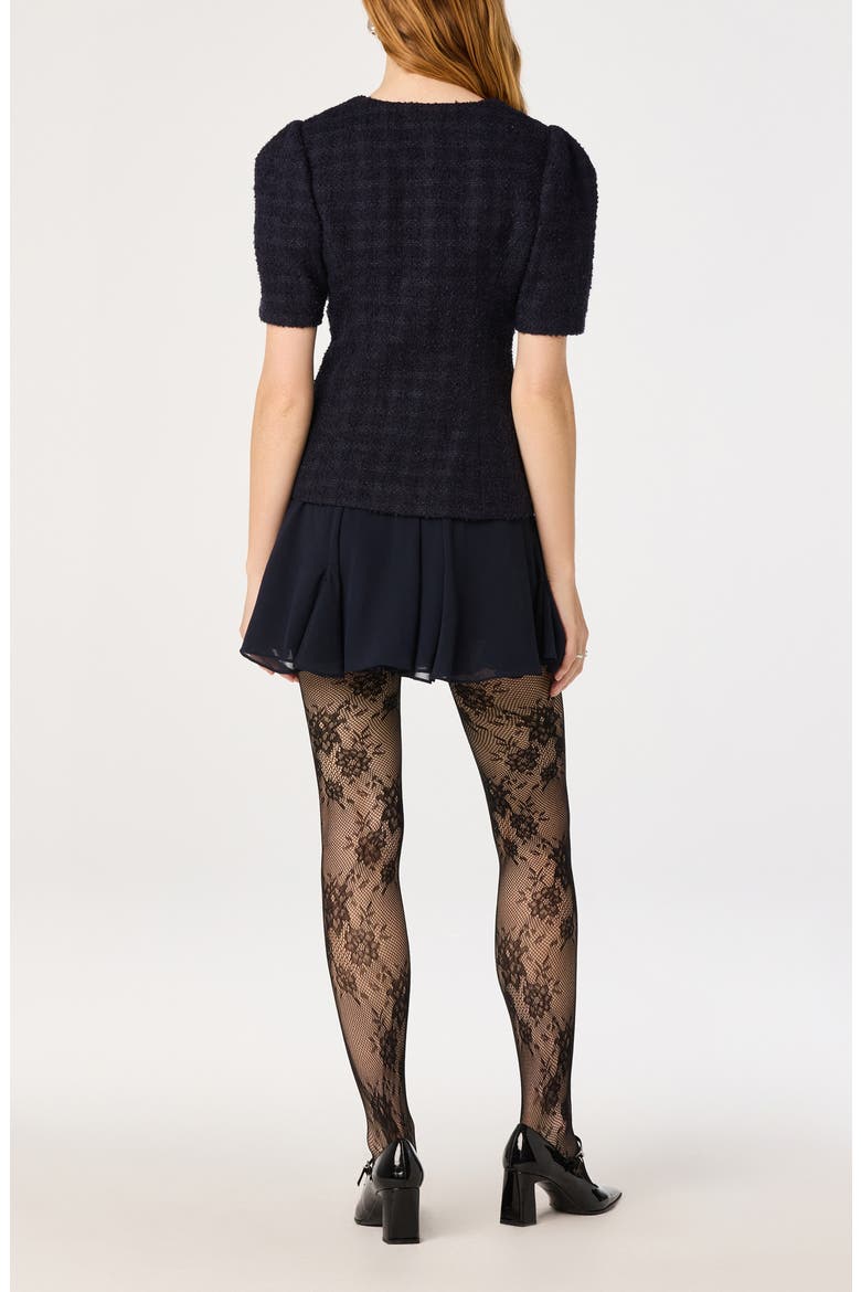 Ryleigh Tweed & Pleated Minidress, Alternate, color, NAVY