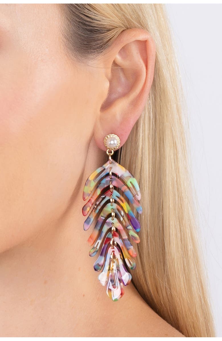 EYE CANDY LOS ANGELES Dina Acrylic Rainbow Drop Earrings, Alternate, color,