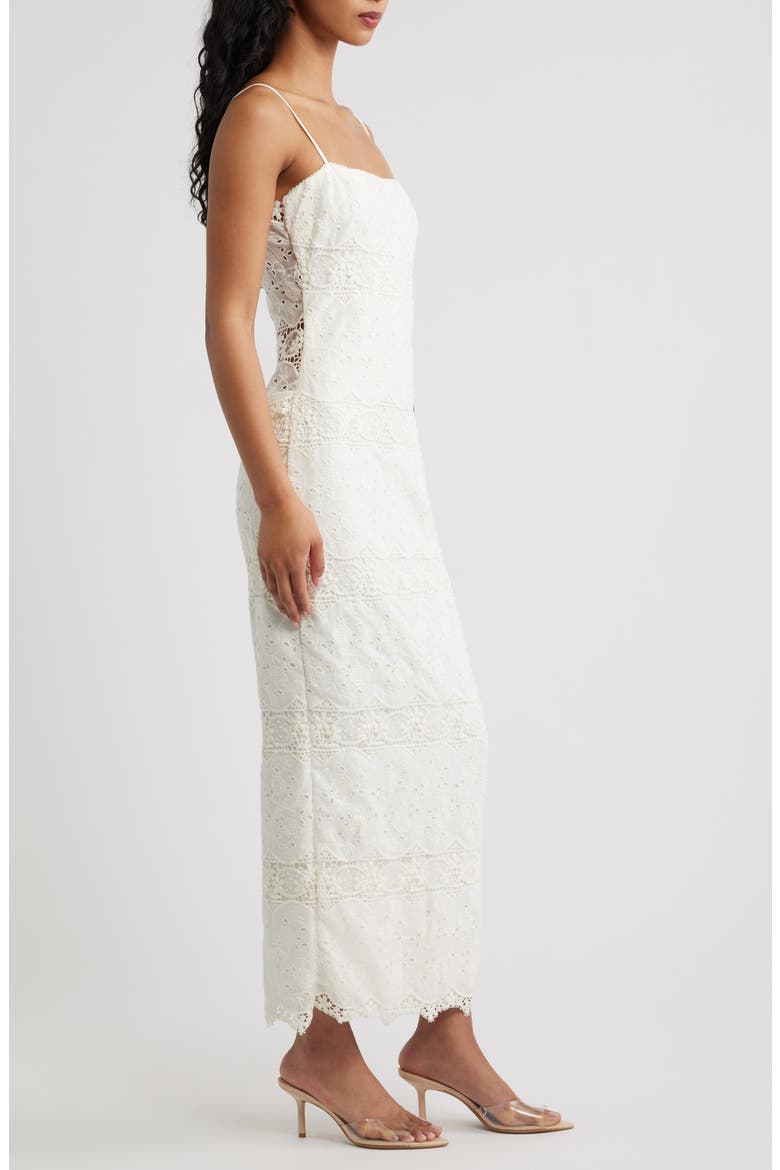 Serenella Broderie Anglaise Column Gown, Alternate, color, WHITE