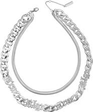 True Religion Layered Chain Necklace with Logo Script