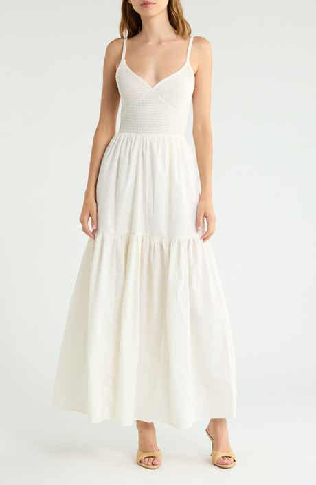 Smocked Poplin Maxi Dress