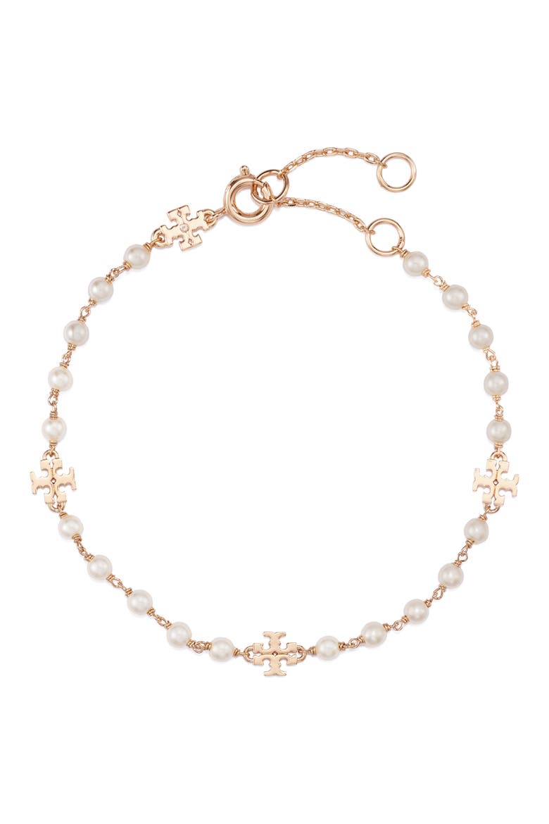 Moondance Faux Pearl Bracelet, Main, color, TORY GOLD / CREAM